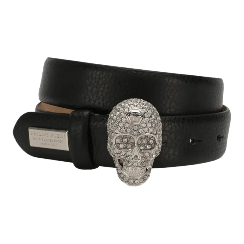 PHILIPP PLEIN Casual Skeleton Smooth Buckle Belt Women's Black Width 3cm-1