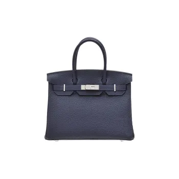 HERMES Birkin Togo Calfskin Cow Leather Birkin Bag Handbags Unisex 2Z Bleu Nuit Midnight Blue