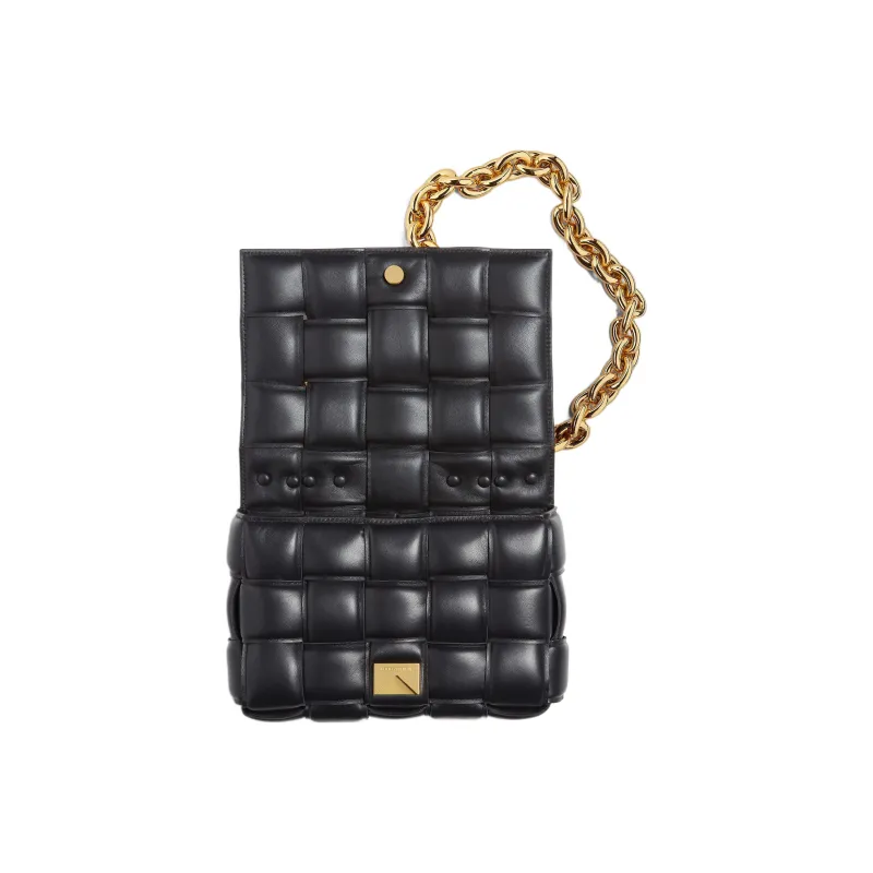 Bottega Veneta Chain Cassette Gold tone Crossbody Bag Black-4