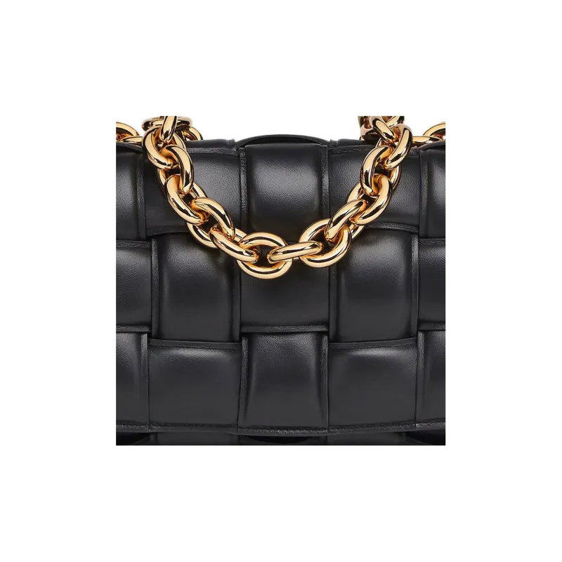 Bottega Veneta Chain Cassette Gold tone Crossbody Bag Black-5