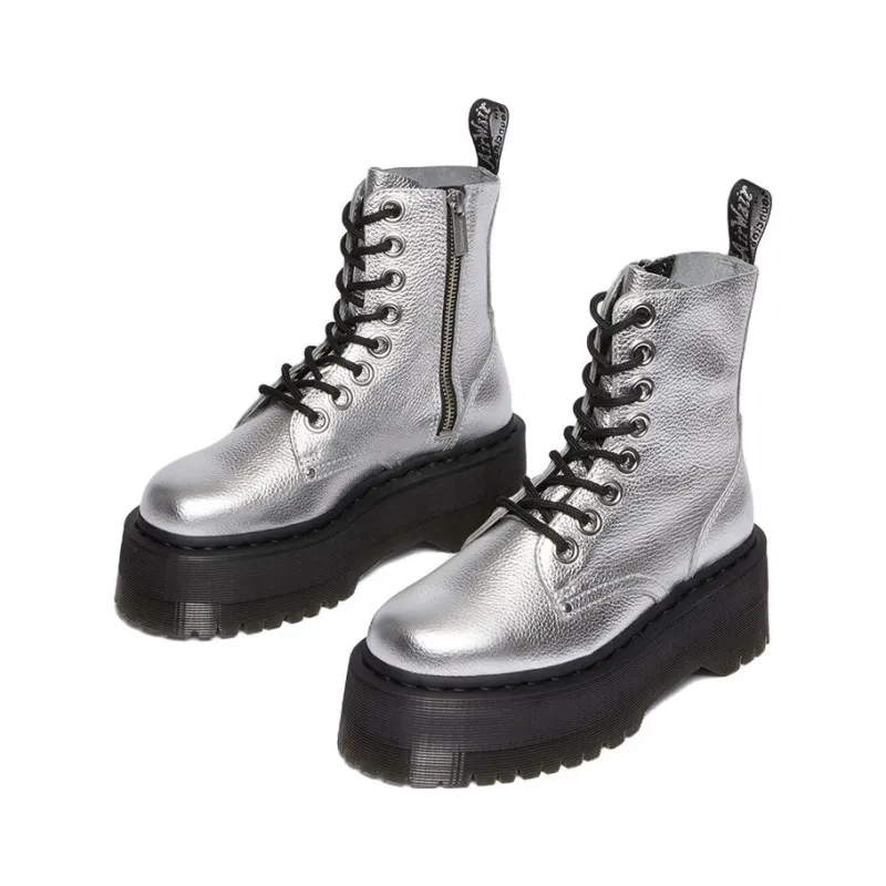 Dr.Martens JADON MAX Short Martin Boot Women's Silver-3