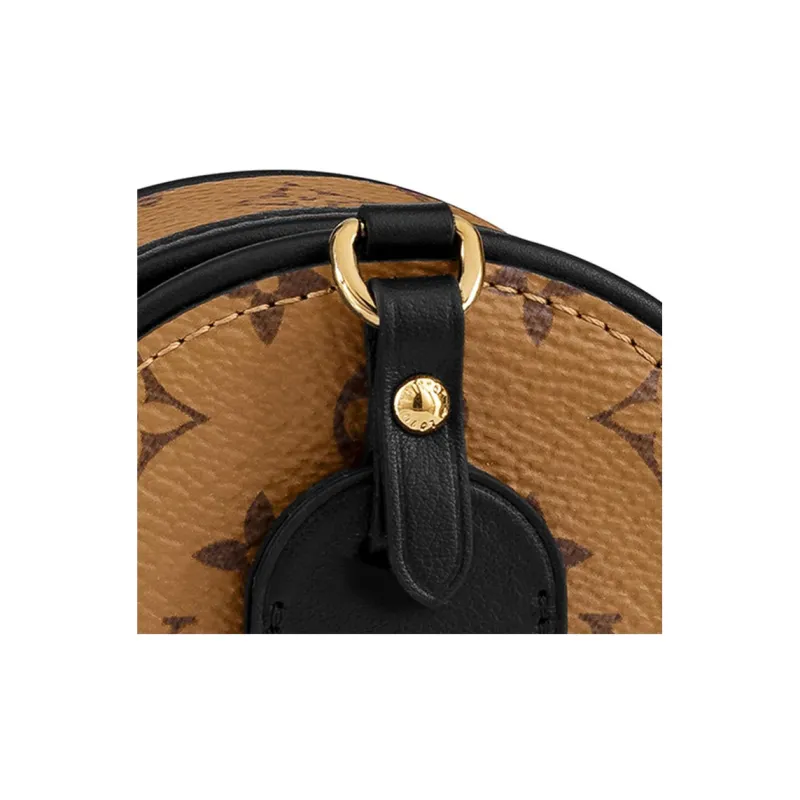 LOUIS VUITTON Boite Chapeau Canvas With Calfskin Small Round Bag, Crossbody Bag, Shoulder Bag Women's Brown-5