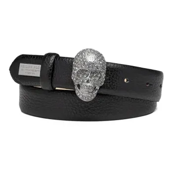 PHILIPP PLEIN Casual Skeleton Smooth Buckle Belt Women's Black Width 3cm