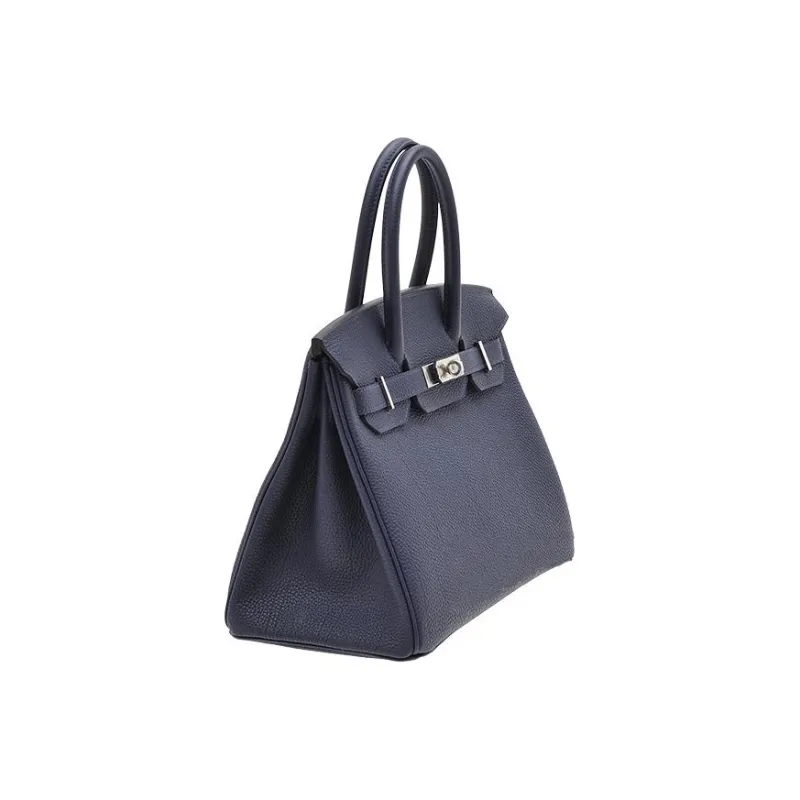 HERMES Birkin Togo Calfskin Cow Leather Birkin Bag Handbags Unisex 2Z Bleu Nuit Midnight Blue-1