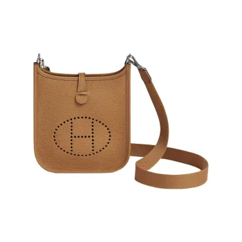 HERMES Evelyne Clemence Bullock Leather Crossbody Bag, Shoulder Bag Women's Cookie