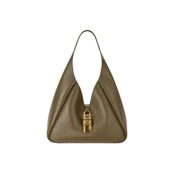 GIVENCHY G-Hobo Grained Calfskin Shoulder Bag Handbag Medium Size Women's Dark Khaki