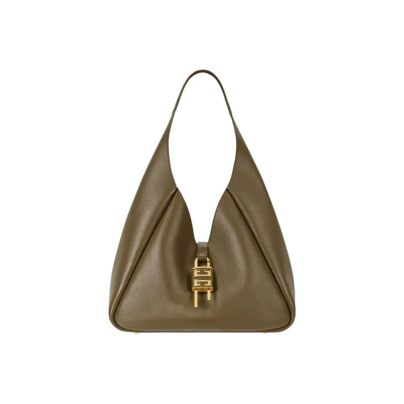 GIVENCHY G-Hobo Grained Calfskin Shoulder Bag Handbag Medium Size Women's Dark Khaki-0