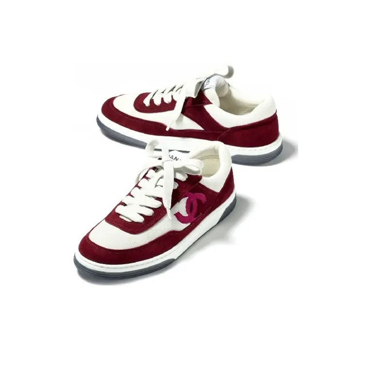 CHANEL Cc Trainers Burgundy Suede Kidskin-2