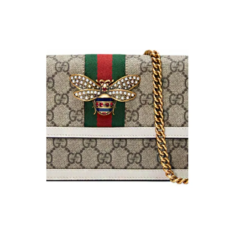 GUCCI Queen Margaret Canvas With Leather Canvas Bag Shoulder Bag Crossbody Bag Mini Women's Ebony/White-4