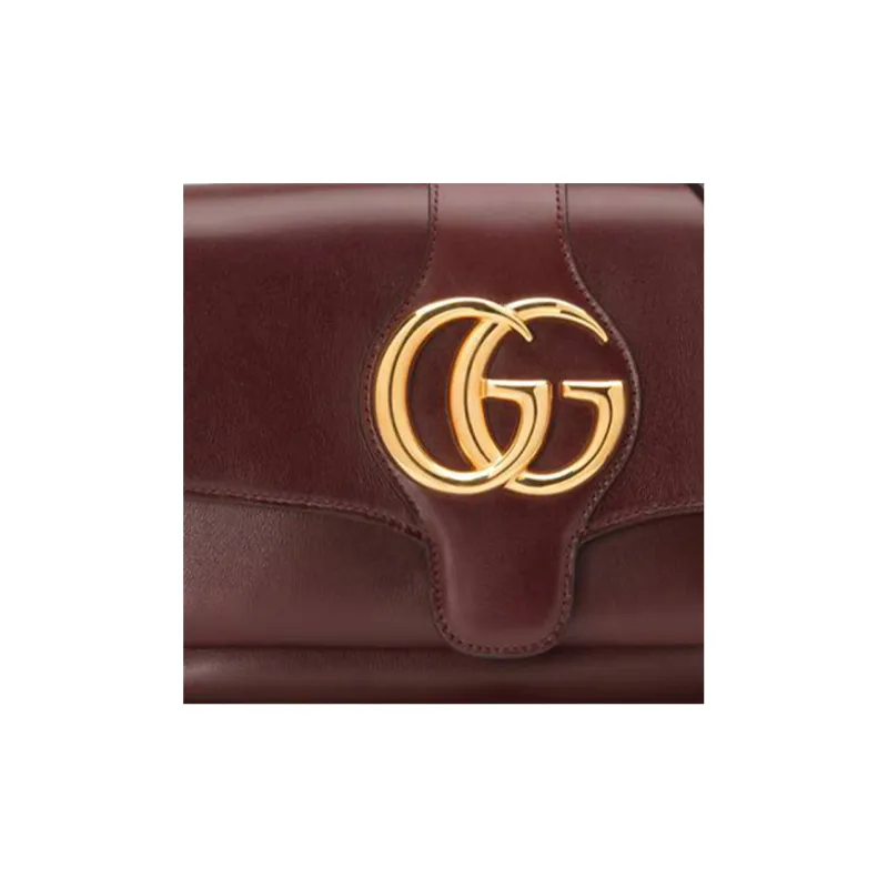 GUCCI Arli Leather Shoulder Bag, Crossbody Bag Trumpets Women's Burgundy-5