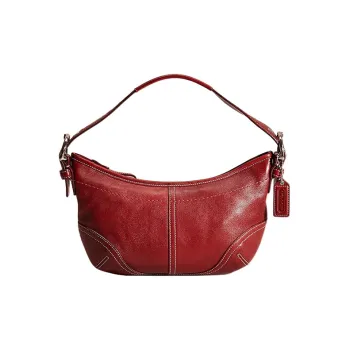 COACH Hobo Leather Shoulder Bag Handbag Small Size Women's Red