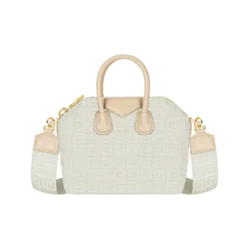 GIVENCHY Antigona Embroidery With Leather Handbag, Shoulder Bag, Crossbody Bag Mini Women's Natural Beige