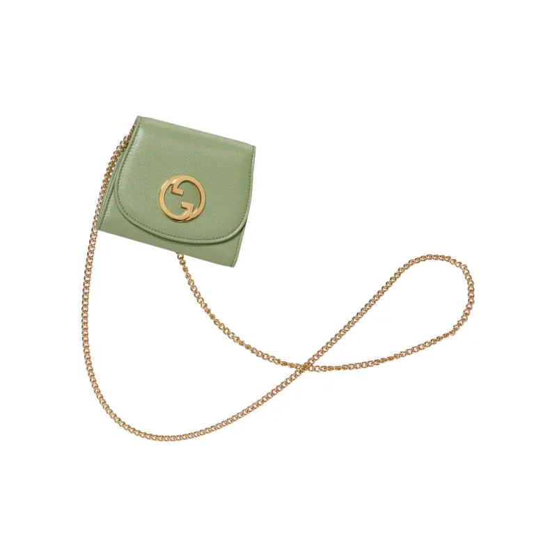 GUCCI Blondie Leather Shoulder Bag, Crossbody Bag, Wallet Medium Size Women's Green-4
