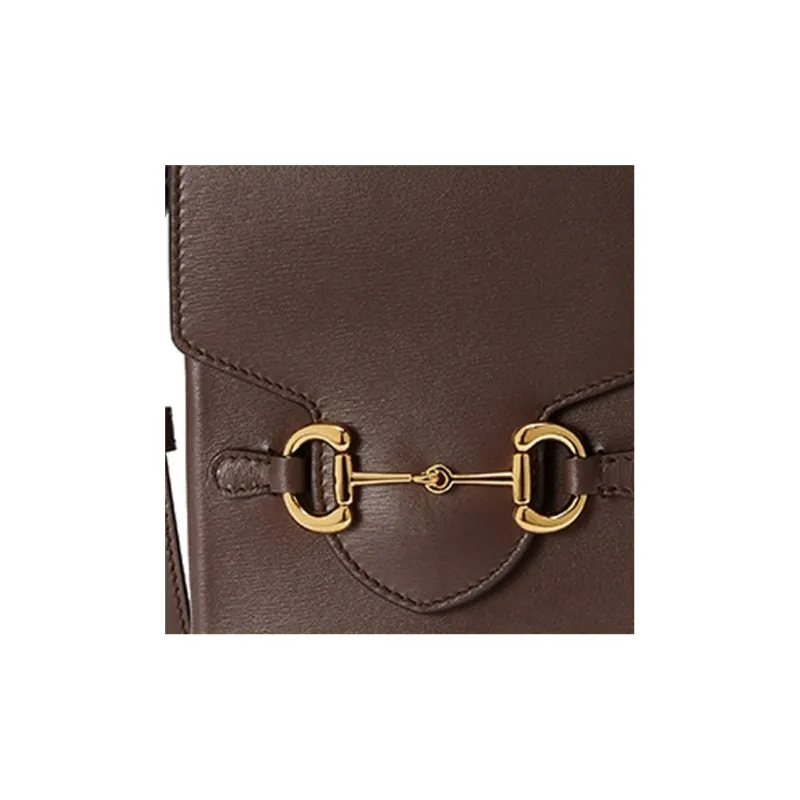 GUCCI Horsebit 1955 Leather Cell Phone Pouch, Cigarette Case, Bag, Crossbody Bag, Shoulder Bag Unisex Brown-7