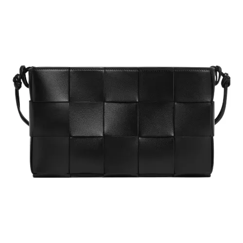 Bottega Veneta Cassette Pouch On Strap Intreccio Black