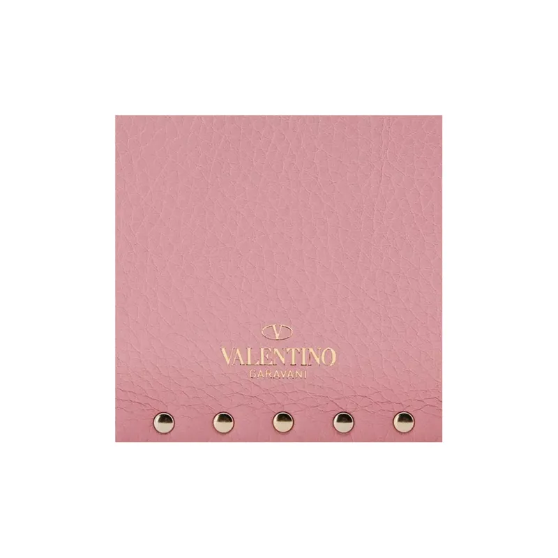 Valentino ROCKSTUD Grained Cow Leather Clutch Women's Pink-4