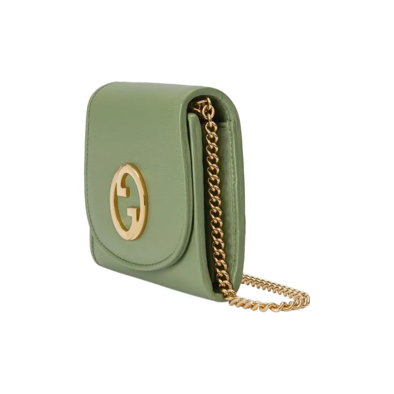 GUCCI Blondie Leather Shoulder Bag, Crossbody Bag, Wallet Medium Size Women's Green-1