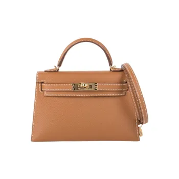 HERMES Mini Kelly 2nd Generation Epsom Leather Kelly Bag One Shoulder Handbags Mini Women's 37 Gold Gold