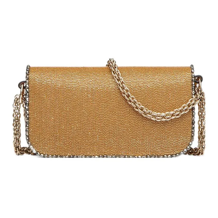 Valentino Locò Embroidery Shoulder Bag Crossbody Bag Handbag Mini Women's Crystal Metallic/Antique Brass-2