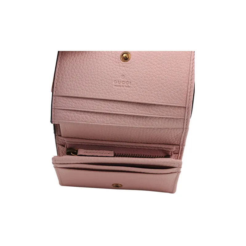 GUCCI Leather Wallet, Card Holder Women's Light Pink-7