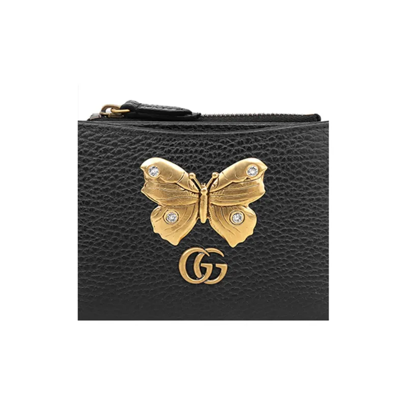 GUCCI Cowhide Leather Wallet Women's Black-5