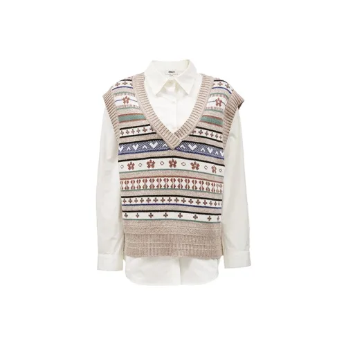 ONLY Knitwear Women's Jacquard Beige Melange