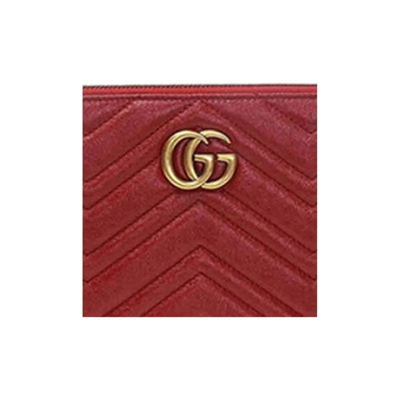 GUCCI GG Marmont Quilted Leather Clutch Women's Red-3