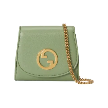 GUCCI Blondie Leather Shoulder Bag Crossbody Bag Wallet Medium Size Women's Green