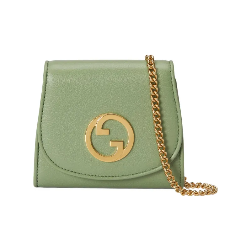 GUCCI Blondie Leather Shoulder Bag, Crossbody Bag, Wallet Medium Size Women's Green-0
