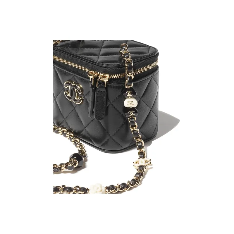 CHANEL Lambskin Box Bag, Shoulder Bag, Crossbody Bag, Clutch Trumpets Women's Black-4