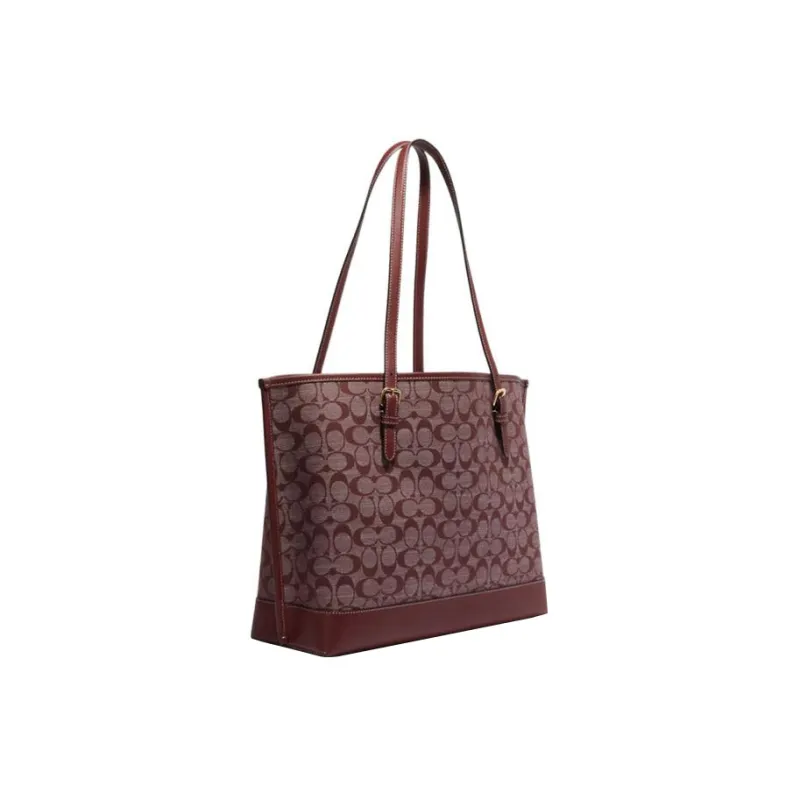 COACH Mollie Jacquard Fabric With Cow Leather Tote Bag, Shopping Bag, Handbag, Shoulder Bag Large Size Women's-3