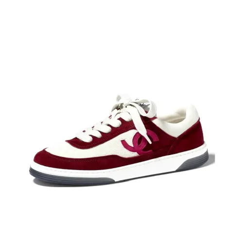 CHANEL CC Trainers Burgundy Suede Kidskin