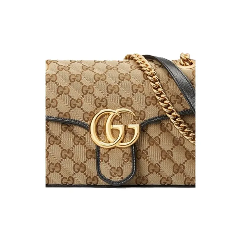 GUCCI Canvas With Leather Shoulder Bag, Crossbody Bag Small Size Women's Ebony & Black-6