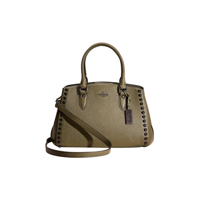 COACH Empire Pebbled Leather Shoulder Bag Crossbody Bag Handbag Large Size Women's Bronze-0