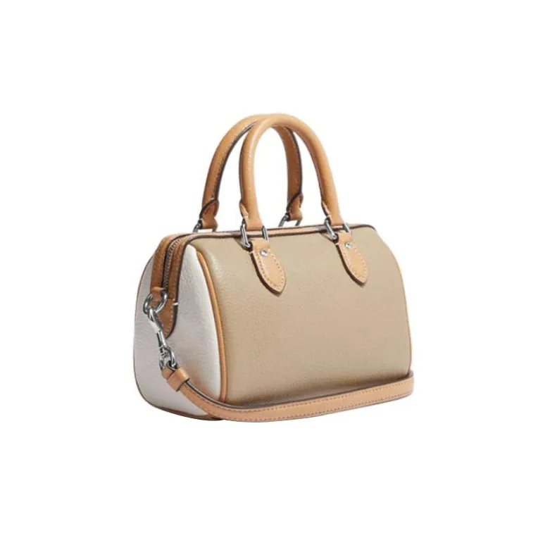 COACH Rowan Cow Leather Handbag Small Size Women's Beige Yellow-1