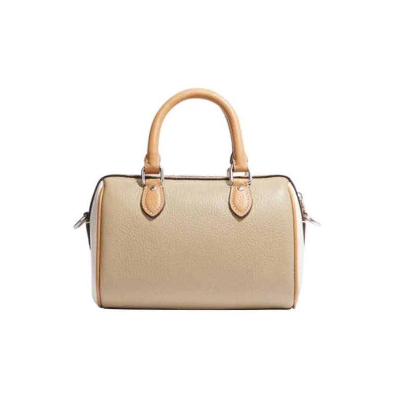 COACH Rowan Cow Leather Handbag Small Size Women's Beige Yellow-2
