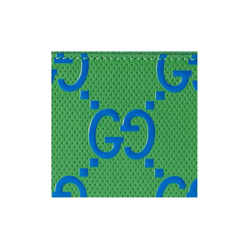 GUCCI Leather Card Clip Card Holder Women's Green-4