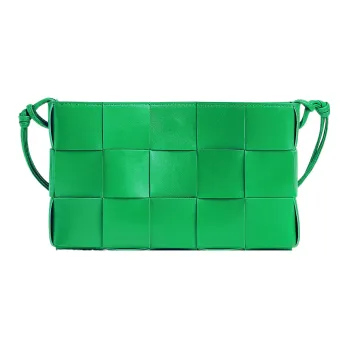 Bottega Veneta CASSETTE Calfskin Pochette, Shoulder Bag One Shoulder Crossbody Clutch Regular Women's Parrot Green
