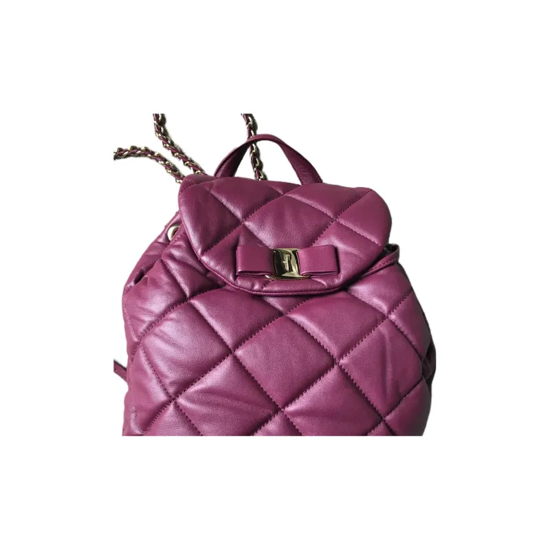 FERRAGAMO Leather Backpack Small Size Women's Fuchsia-2