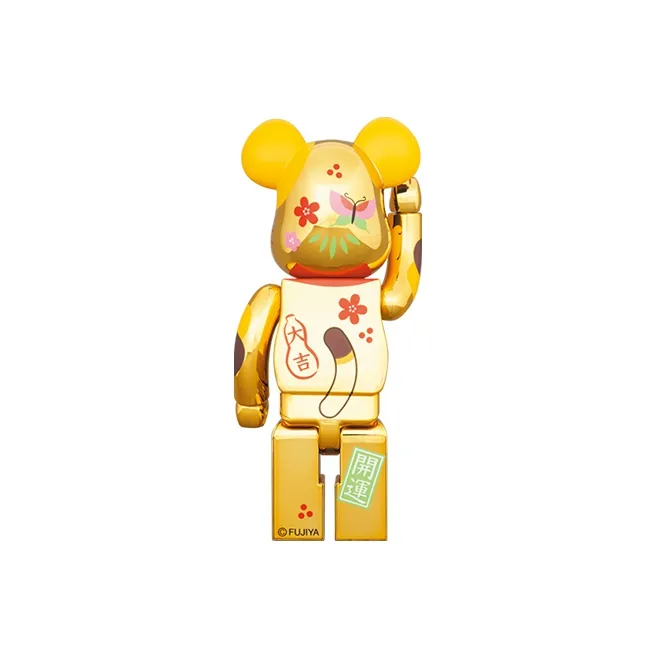 BE@RBRICK x FUJIYA Lucky Cat Peko Chan Fuku Blessing Gold Plated Trendy Figures 100%400%-2