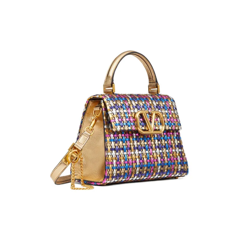 Valentino VSLING Cow Leather Shoulder Bag Crossbody Bag Handbag Small Size Women's Metallic/Multicolor-1