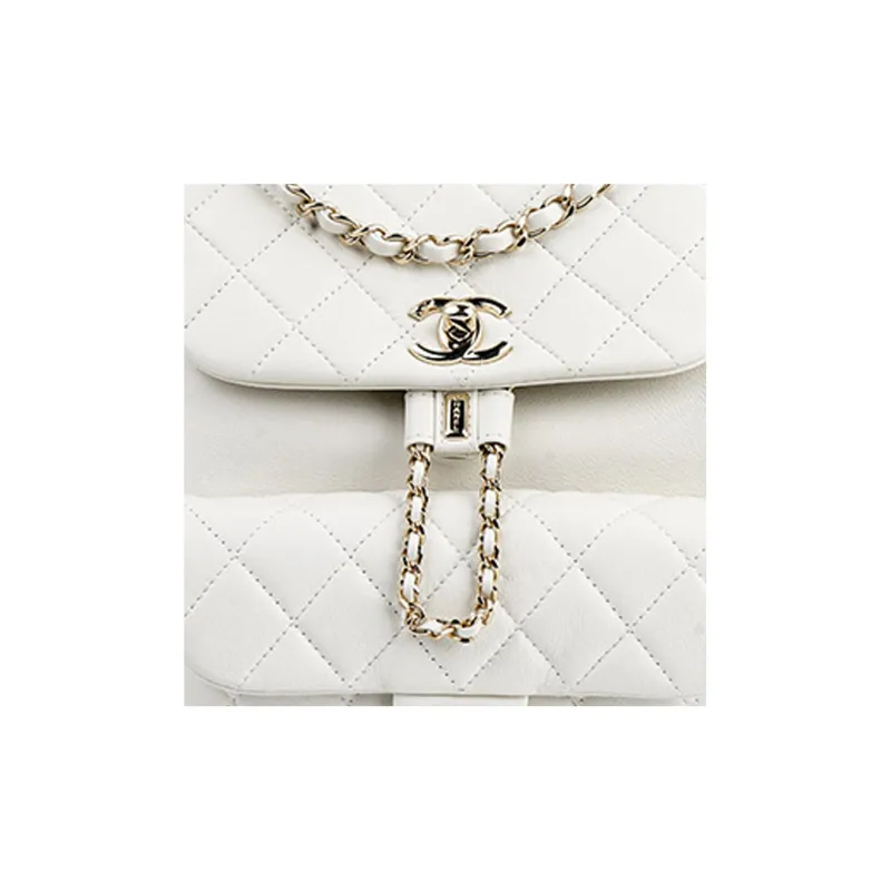 CHANEL Duma23C Spring Cow Leather Backpack Tubas Women's White-4