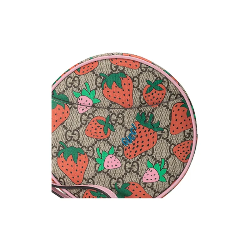 GUCCI Canvas With Leather Canvas Bag Round Bag Coin Purse, Clutch Women's Ebony/Red/Pink-4