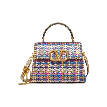 Valentino VSLING Cow Leather Shoulder Bag Crossbody Bag Handbag Small Size Women's Metallic/Multicolor