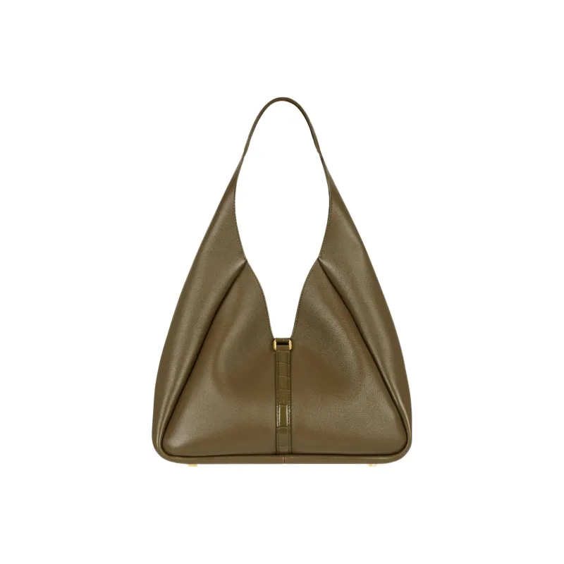 GIVENCHY G-Hobo Grained Calfskin Shoulder Bag Handbag Medium Size Women's Dark Khaki-2