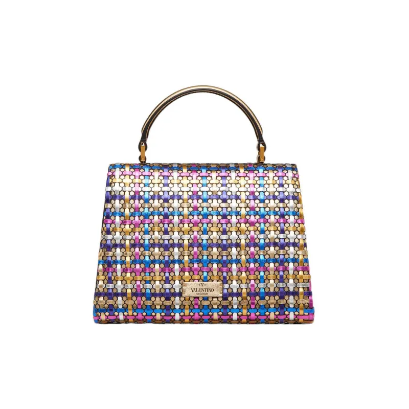 Valentino VSLING Cow Leather Shoulder Bag Crossbody Bag Handbag Small Size Women's Metallic/Multicolor-3