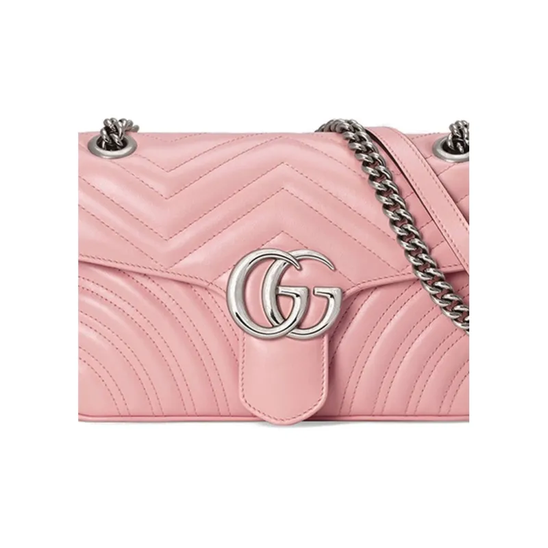 GUCCI GG Marmont Leather Shoulder Bag Crossbody Bag Small Size Women's Pink/Candy Color/Unicorn Pink-7