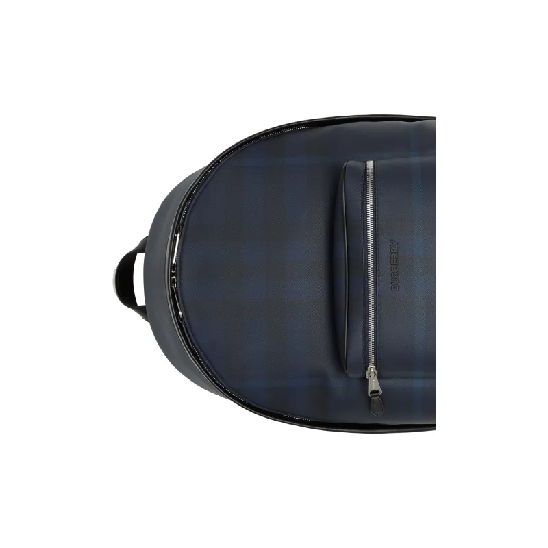 Burberry Leather Patchwork Backpack Large Size Men's Marine Blue-4