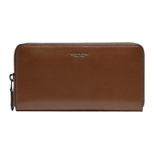 COACH Accordion Wallet Calfskin Card Holder Wallet Women's Brown
