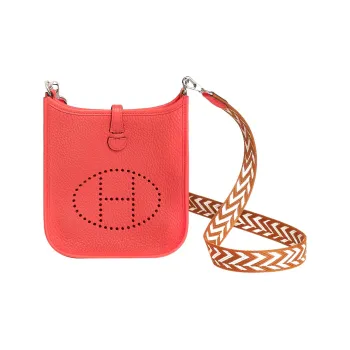 HERMES Evelyne Clemence Bullock Leather Shoulder Bag Crossbody Bag Mini Women's Texas Pink/Gold/White